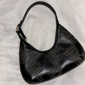 Authentic BY FAR stud-embellished leather tote bag